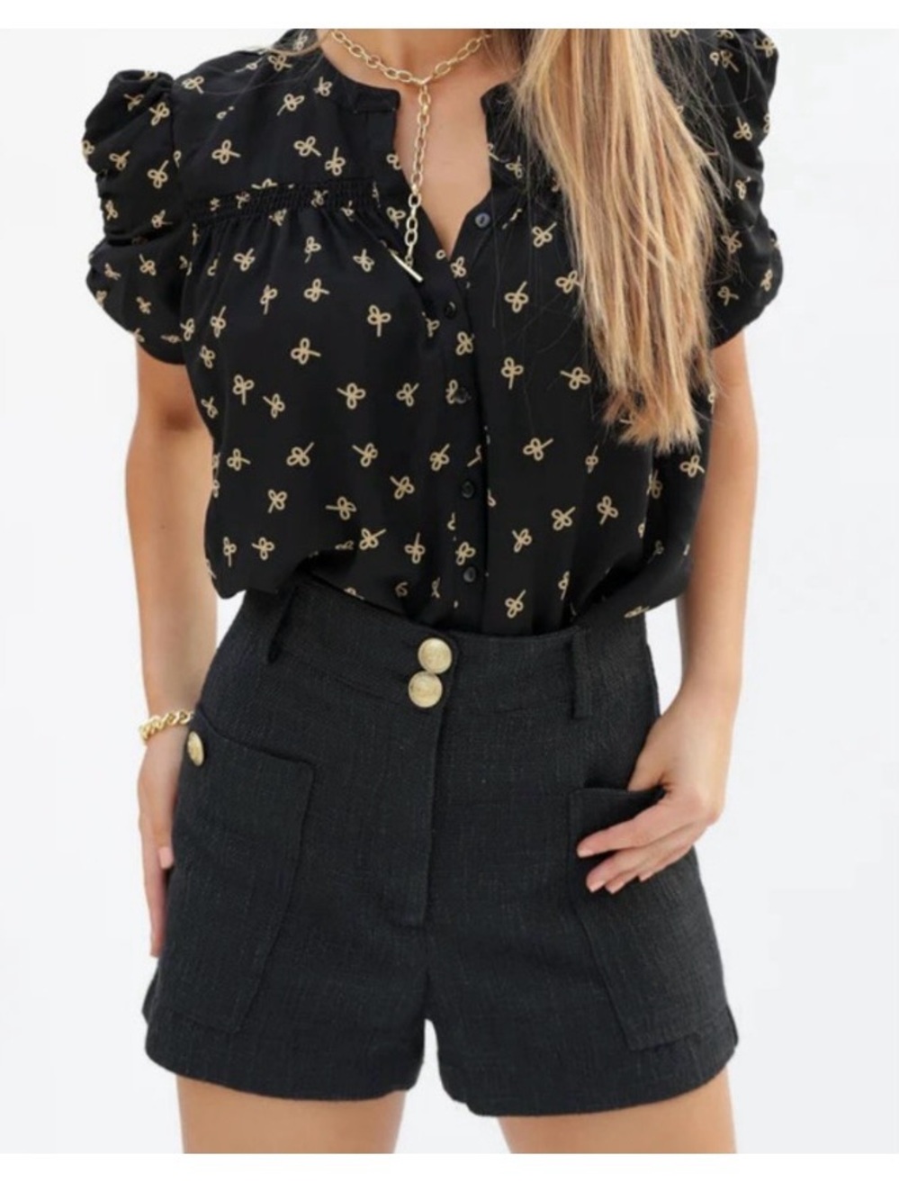 Bishop Young Revolve Floral Print Black Sheer Blouse Size Medium
